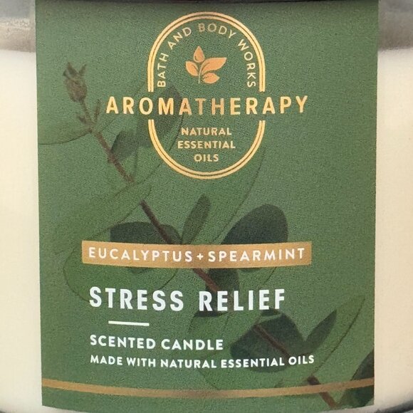 BBW Stress Relief Eucalyptus Spearmint Bath & Body Works 3 Wick Candle - Picture 3 of 10